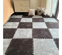 BESTORI 16pcs Plush Puzzle Foam Floor Mat 30 x 30 cm Soft Squares thick Play Mat and Interlocking Floor Tiles for Kids Toddler Black/Gray