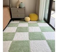 BESTORI 16pcs Plush Puzzle Foam Floor Mat 30 x 30 cm Soft Squares thick Play Mat and Interlocking Floor Tiles for Kids Toddler Green/White