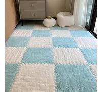 BESTORI 16pcs Plush Puzzle Foam Floor Mat 30 x 30 cm Soft Squares thick Play Mat and Interlocking Floor Tiles for Kids Toddler Blue/White