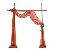 BESTORI Burnt Orange Sheer Wedding Arch Draping Fabric 2 Panel Wedding Arch Backdrop Drapes Outdoor Curtain for Baby Bridal Shower