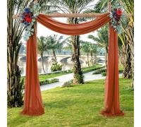 BESTORI Burnt Orange Wedding Arch Draping Fabric 2 Panel 30" x 20FT Sheer Backdrop Drapes for Wedding Ceremony Bridal Shower Arch Decor