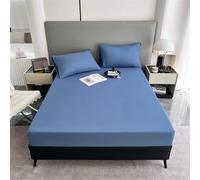 BESTORI California King Fitted Sheet Only Brushed Microfiber Deep Pocket Fitted Bed Sheet Soft 4-Way Stretchy Snug Fit for Mattress, Blue 03