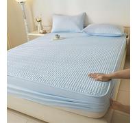 BESTORI California King Fitted Sheet Only Soft Microfiber 4 Way Stretch Fitted Bed Sheet Deep Pocket for a Snug Fit for Standard Mattress, Light Blue