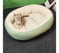 BESTORI Calming Dog and Cat Bed Soft Warm Machine Washable Pet Bed with Anti-Slip Bottom Anti-Anxiety Cushion for Small Medium Large Dogs and Cats, Green 1, 50 x 40 cm