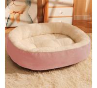 BESTORI Calming Dog and Cat Bed Soft Warm Machine Washable Pet Bed with Anti-Slip Bottom Anti-Anxiety Cushion for Small Medium Large Dogs and Cats, Pink 2, 50 x 40 cm