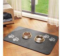 BESTORI Cat Food Mat for Pet Dog No Stains Quick Dry Absorbent Food Water Bowl Feeding Mat with Footprints for Messy Drinkers Gray 3, 30 x 50 cm