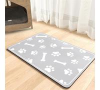 BESTORI Cat Food Mat for Pet Dog No Stains Quick Dry Absorbent Food Water Bowl Feeding Mat with Footprints for Messy Drinkers Light Gray 2, 30 x 50 cm