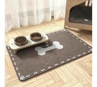 BESTORI Cat Food Mat for Pet Dog No Stains Quick Dry Absorbent Food Water Bowl Feeding Mat with Footprints for Messy Drinkers Coffee, 30 x 40 cm