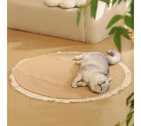 BESTORI Cat Scratch Pad for Indoor Cats Cotton Rope Floor Scratching Mat Multi-Functional Cat Bed Lounge Furniture Protector, Khaki 01, 120 cm Round