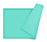 BESTORI Dog Food Mat Silicone Pet Feeding Mat with Raised Edge Waterproof Pet Placemat Non Slip Dog and Cat Bowl Placemats for Food and Water, Green 3, 61 x 81 cm