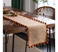 BESTORI Farmhouse Table Runner Cotton Linen Table Decoration for Holiday Party Farmhouse Table Runners Wedding and Dining Decorations Orange, 30 x 160 cm