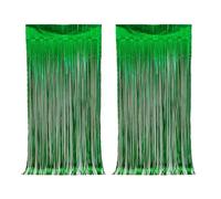 BESTORI Green Metallic Tinsel Foil Fringe Curtain Backdrop Pack of 2 Party Streamer for Party Decorations Photo Booth Birthday Graduation Wedding, 1x 2 m