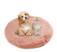 BESTORI Round Calming Dog Bed Machine Washable Warm Anti-Anxiety Pet Bed Soft Plush Cushion for Small Medium Large Dogs and Cats, Orange, 40 x 40 cm