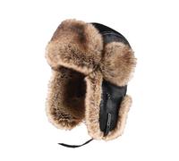 BESTORI Winter Trapper Hat Windproof Warm Russian Trooper Aviator Hunting Hat with Ear Flaps for Women Men, Black, L