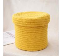 BESTORI Woven Storage Basket for Toys Cotton Rope Round Hamper Basket Bathroom Organization Bin Decorative Box for Living Room Laundry, Yellow, 14 x 14 x 14 cm