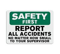 BESTORLOVE Safety First Report All Accidents Tin Sign Warning Metal Wall Art Notice Attention Funny Sarcastic Sign 10x14in Windproof Iron Painting for Bedroom Cafe Bar Club Pub Garage