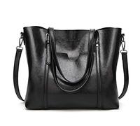 BestoU Women's Handbag Leather Shoulder Bags Large Tote Bags, Black, L