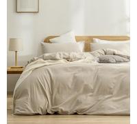 BESTOUCH Cotton Solid Duvet Cover Set Almond Milk Grey Oversized Full
