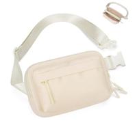 BesTour Fanny Packs for Women Men,Belt Bag,Water-resistant Crossbody Bag with Zipper Pockets,Fashion Waist Packs with Adjustable Strap for Workout/Running/Yoga/Shopping/Hiking, 3. Beige, 51.87 inches