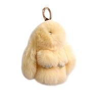 Bestowal Soft Fluffy Faux Fur Rabbit Doll Keychain Pendant (13cm, Beige)