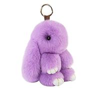 Bestowal Soft Fluffy Faux Fur Rabbit Doll Keychain Pendant (13cm, Purple)