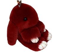 Bestowal Soft Fluffy Faux Fur Rabbit Doll Keychain Pendant(13cm, Wine)
