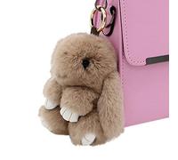 Bestowal Soft Fluffy Faux Fur Rabbit Doll Keychain Pendant (18cm, Khaki)