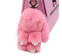 Bestowal Soft Fluffy Faux Fur Rabbit Doll Keychain Pendant (18cm, Pink)