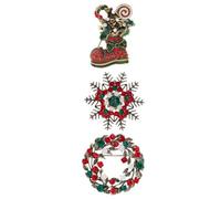 BESTOYARD 1 Set Christmas Retro Diamond Brooch Alloy Pins with Snowman Tree Frost Pattern Designs for Women Xmas Party Accessories Random Color