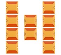 BESTOYARD 10Pcs Reflective Plastic Road Studs Dual-Sided Visibility Pavement Safety Markers Yellow Warning Signs for Parking Lot and Sidewalk Road Safety at Night
