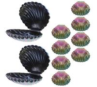BESTOYARD 10pcs Shell Party Favor Boxes, Mini Seashell Candy Boxes, Plastic, Black, Portable, for DIY Nautical-themed Weddings