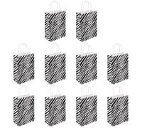 BESTOYARD 10pcs Zebra Print Gift Bags with Handles, Multi-function Portable Paper Bags for Holiday and Shopping, Simple Colour Design Decorative Party Supplies