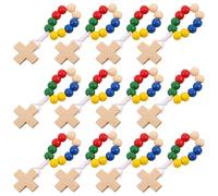 BESTOYARD 12pcs Wooden Rosary Rings with Cross Pendant, Lightweight Devotional Prayer Beads, Elegant Design, for Wedding Favors and Special Occasions