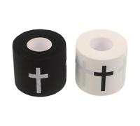 BESTOYARD 2 Rolls Religious Sports Bandage Tape with Jesus Cross Pattern, 5cm Width Cotton Cloth Athletic Wrap for Ankles and Elbows, Reduces Discomfort with Secure Fit for Gymnastics