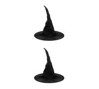 BESTOYARD 2pcs Black Witch Hat for Women Cosplay Halloween Party Costume | Velvet and Fine Woven Fabric, Wide Brim Pointed Top, Indoor Outdoor Scenes, Photo Backdrops