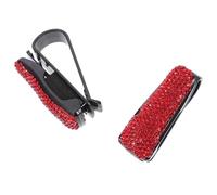 BESTOYARD 2pcs Car Glasses Clip with Rhinestones, Creative Red Plastic Clamp for Vehicle, Multipurpose Sunglasses and Credit Card Holder, Simple Installation for Car Sun Visor Accessories