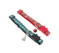 BESTOYARD 2pcs Christmas Cat Collars with Bell, Adjustable Quick Release Breakaway Fabric Collars in Green and Red for Cats and Puppies, Festive Holiday Pet Accessories