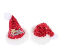 BESTOYARD 2pcs Christmas Hat Hair Clips Set Mini Red Sequin Hairpin with Classic Hat Design Easy to Use Stainless Steel Cloth Hair Accessories for Festive Holiday