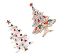 BESTOYARD 2pcs Christmas Tree Brooch Clothes Pin Sparkling Elegant Brooches for Sweaters Dresses Scarves Holiday Decoration Accessories Random Color