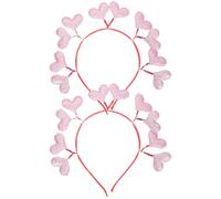 BESTOYARD 2pcs Pink Heart Shape Headband for Valentine's Day Party, Delicate Felt and Cloth Material, Not Easy to Fade, Holds Hair Shape Perfectly and Girlfriends