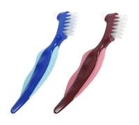 BESTOYARD 2pcs Reusable Denture Tooth Brush for Half Dentures with Dual Nylon Heads Pp Handle Multi-Functional Cleaning Tool for Home Oral Care