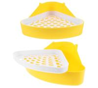 BESTOYARD 2pcs Triangle Plastic Rabbit Potty Trainer for Cage Corners Small Animal Cage Litter Box with Smooth Surfaces and Easy to Clean Yellow Guinea Pig Toilet Box