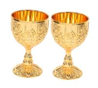 BESTOYARD 2pcs Vintage Goblets Compact Royal Chalices Embossed European Style Drinking Cups for Party Home Decor and Ceremonial Use