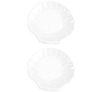 BESTOYARD 2pcs White Ceramic Food Plates Shell Shape Multi-Purpose Serving Trays Sturdy Dinnerware for Multiple Occasions and Ktv Use