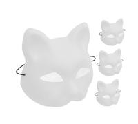 BESTOYARD 4Pcs Cat Masks for DIY Projects Blank Paintable Plastic Masks with Mesh for Halloween Cosplay Unique Matte Finish for Creative Expression at Parties