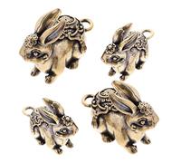 BESTOYARD 4pcs Cute Bunny Keyring Brass Rabbit Charm Vintage Keychain Decor Delicate Rabbit Figurine for Friends