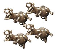 BESTOYARD 4Pcs Decorative Rat Pendant Keychains Hanging Brass Charms for Desktop Decor Mouse Modeling Ornaments Cute Home Office