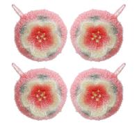BESTOYARD 4pcs Handcrafted Crochet Dishcloths with Floral Pattern Soft and Cotton Cleaning Cloths for Kitchen Use for Washing Dishes and Household Cleaning