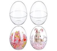 BESTOYARD 4pcs Multi-purpose Plastic Easter Egg Baubles with Design and Flat Bottom, Large Size Fillable Candy Packing Boxes for Easter Egg Hunt and Party Favour Gift