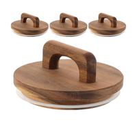 BESTOYARD 4pcs Wide Mouth Glass Jar Lids Wooden Sealing Covers with Handle Leakproof Canning Jar Lids for Home Kitchen Storage